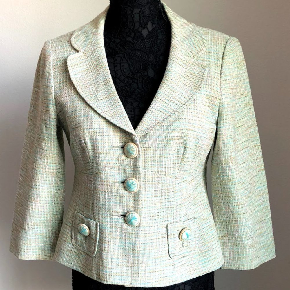 Nanette Lepore - Green Tweed Blazer - Sz 10 - EUC